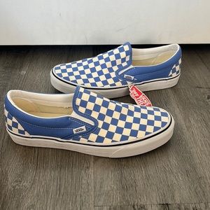 NWT Vans Blue & White Checkerboard Slip On